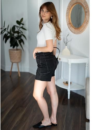 Luvamia High-Waisted Trendy Casual Denim Jorts for Women Cutoff Shorts with Pockets