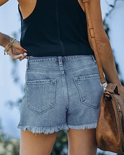 Metietila Women's Casual High Waisted Denim Shorts