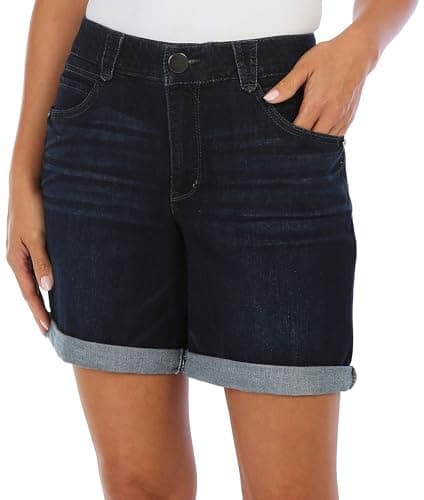 Democracy Women's Petite 6" Cuffed Denim Shorts