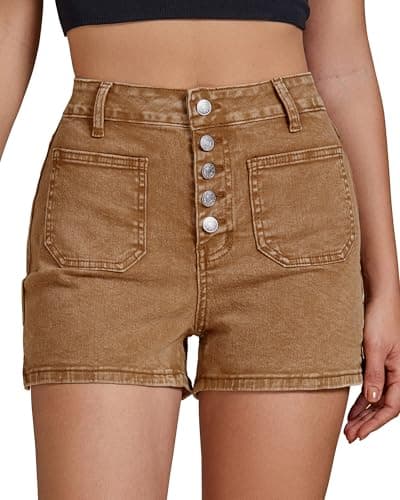 Luvamia Women's High-Waisted Casual Stretch Denim Shorts