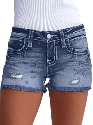 Flamingals Women's Mid-Waisted Ripped Denim Shorts