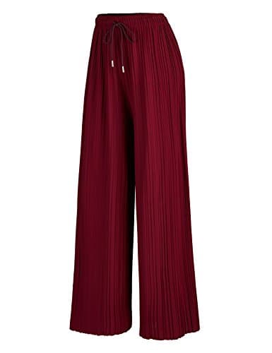 Johnny Women's Pleated Wide Leg Palazzo Pants with Drawstring