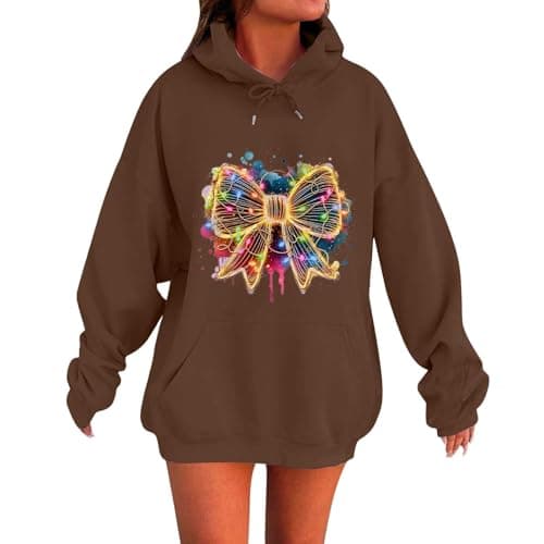Cute Women's 2024 Oversized Christmas Sweatshirt with Pocket