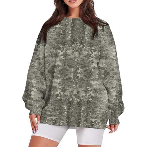 GOFULY Oversized Camo Pullover Sweatshirt for Women