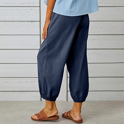Itsame High Waist Cotton Linen Pants for Women