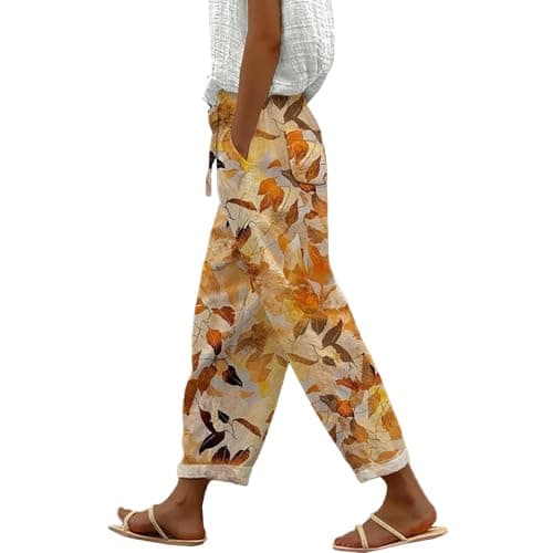 Boho Striped Linen Pants for Women Summer Casual Beach