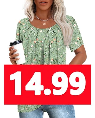 Anymeet Women's Summer Pleated Tunic Shirts M-3XL