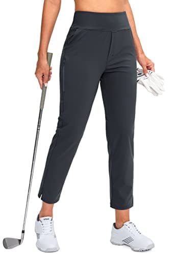 YYV Women's Stretch High Waist Ankle Pants with Pockets for Golf & Casual Business Travel