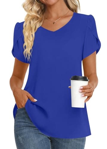 Womens Summer V Neck Chiffon Tunic Tops M-3XL