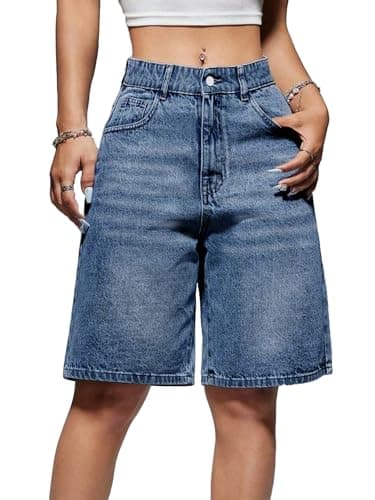 EMMIOL Women's Baggy Jean Jorts Mid-Low Waisted Denim Shorts