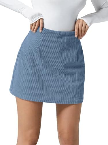 Wenrine Women's High Waist Corduroy Mini Skirt