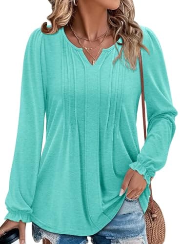 Angerella Comfortable V-Neck Long Sleeve Shirts for Women