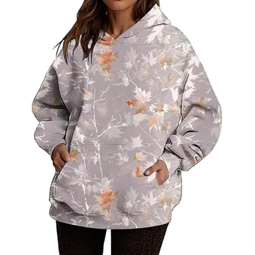Weinexra Women's Oversized Camo Maple Leaf Hoodie