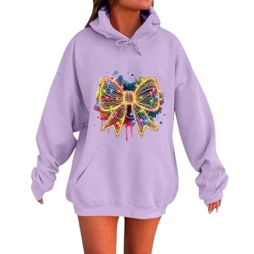 Cute Women's 2024 Oversized Christmas Sweatshirt with Pocket