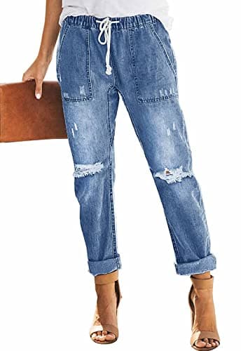 Metietila Women’s Casual Distressed Stretch Jean Denim Pants