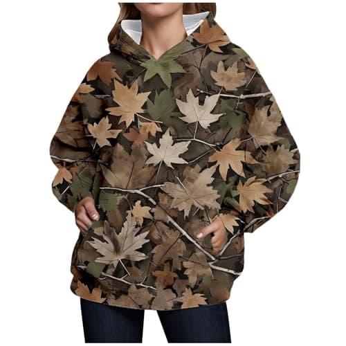 Weinexra Women's Oversized Camo Maple Leaf Hoodie