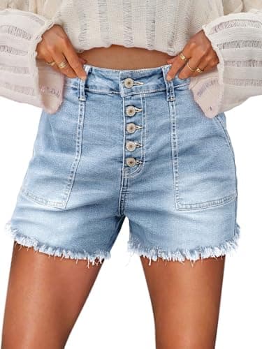 KISSMODA High-Waisted Ripped Denim Shorts for Women