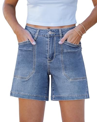 Luvamia Jean Shorts for Women Casual Summer Jorts Trendy Mid Rise Cut Off Denim Shorts with Pockets