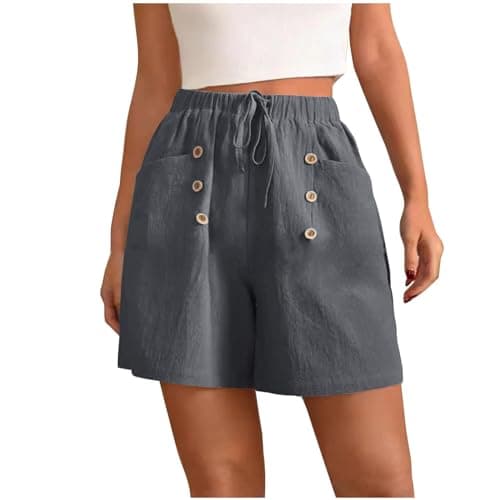 Sktremeuru Women's Casual Cotton Linen Bermuda Shorts with Pocket