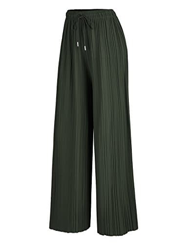 Johnny Women's Pleated Wide Leg Palazzo Pants with Drawstring