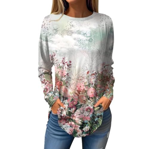 Shusuen 2024 Casual Crewneck Printed Tops for Women