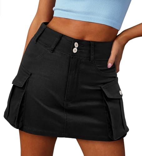 Denim Cargo Mini Skirt for Women: Mid Rise Y2K Trendy Casual Style