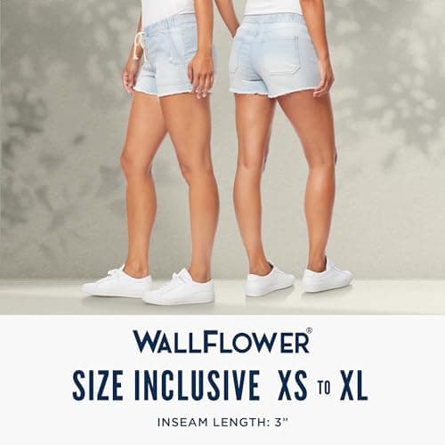 WallFlower Women's Insta Stretch Denim Jogger Shorts Juniors Mid-Rise