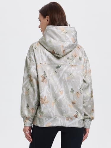 YKR Women's Camo Hoodie with Maple Leaf Print Fleece Pullover Sweater