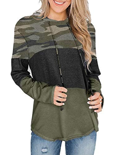 Barlver Women's Casual Color Block Long Sleeve Hoodies with Pocket