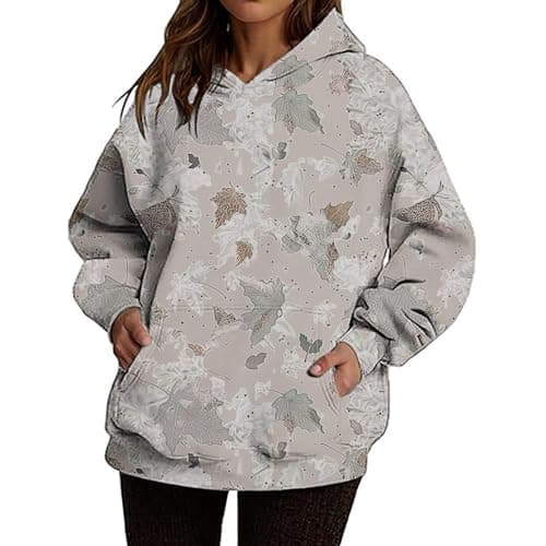 Weinexra Women's Oversized Camo Maple Leaf Hoodie
