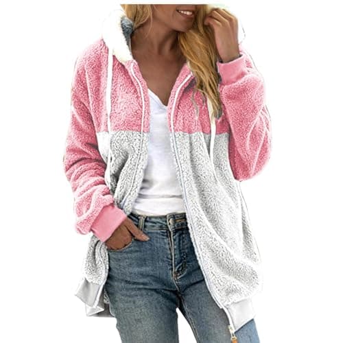 Oversized Sherpa Fleece Jacket for Women Warm Winter Coat Zip Up Pockets