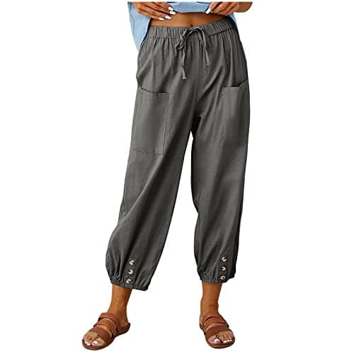 Itsame High Waist Cotton Linen Pants for Women