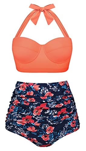 Vintage Polka Dot High Waisted Bikini Set for Women