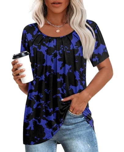 Anymeet Women's Summer Pleated Tunic Shirts M-3XL