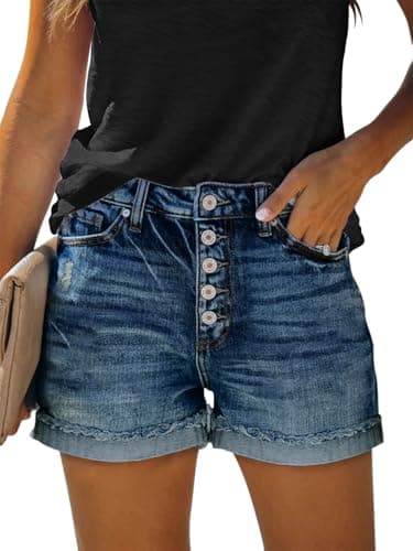 SANMM Women's Casual Denim Jean Shorts for Summer