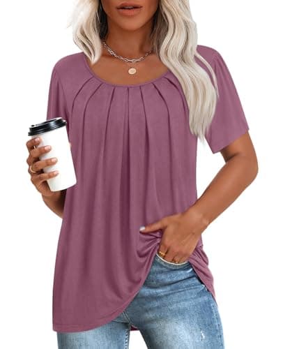 Anymeet Women's Summer Pleated Tunic Shirts M-3XL
