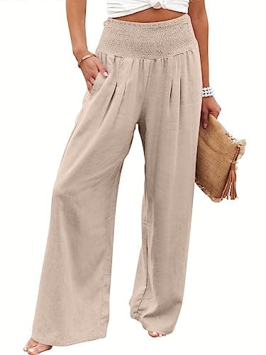 ANRABESS Women Linen Palazzo Pants