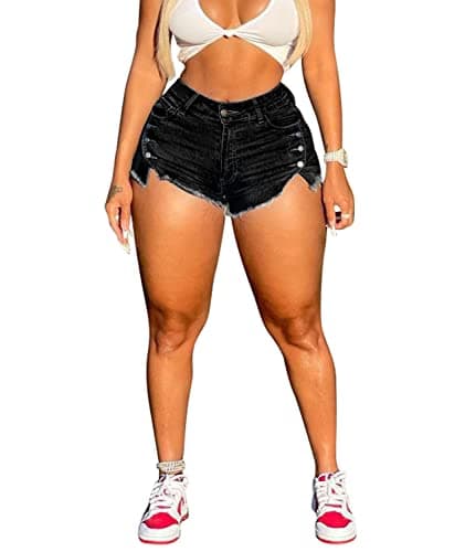 SIAEAMRG High Waisted Womens Summer Stretchy Denim Shorts