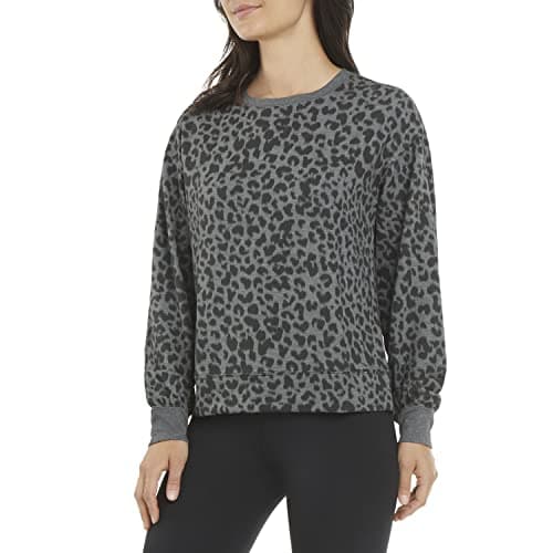 Danskin Women's Cozy Leopard Print Sweatshirt