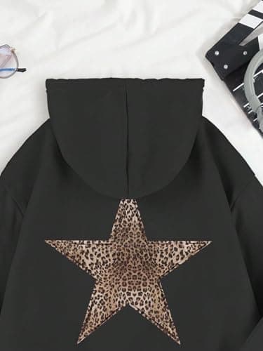 Cheetah Star Print Hoodie Sweatshirt for Women
