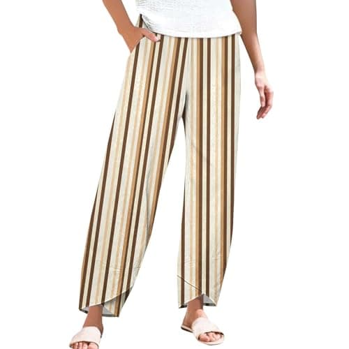 Casual Women's Cotton Linen Capri Pants with Pockets