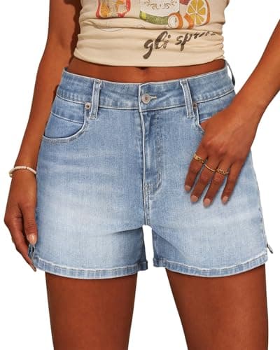 CHICZONE Women's Ripped Mid-High Waisted Denim Shorts