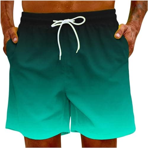 Sunaei Gradient Men's Stretch Jogger Shorts for Summer Beach Wear