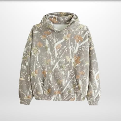 Stylish Maple Leaf Printed Camo Hoodie for Women