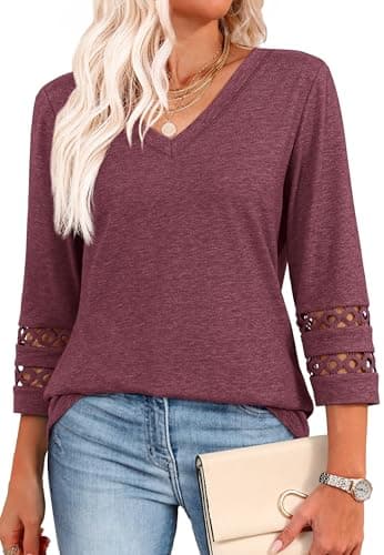 XIEERDUO Women's Trendy V-Neck Casual Tops Summer Clothes