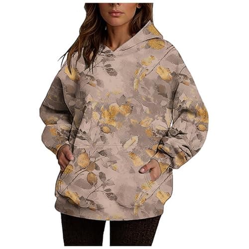 Ceboyel Womens Maple Leaf Camo Oversized Hoodie Trendy Teen Girls Fashion