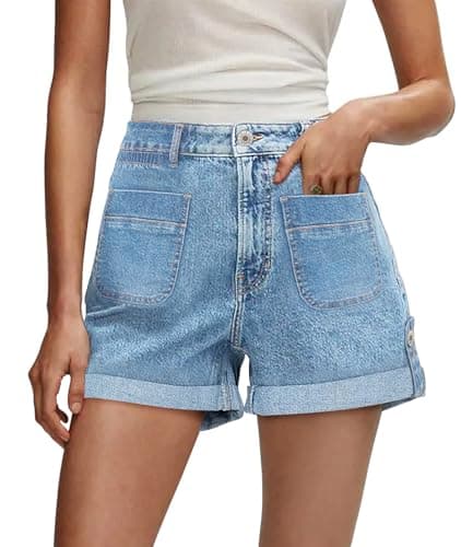 KISSMODA High-Waisted Ripped Denim Shorts for Women