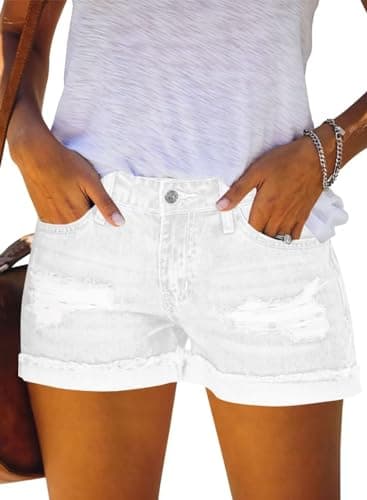 JOCAFIYE Women's High Waisted Ripped Jean Shorts