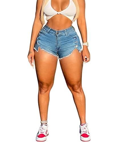 SIAEAMRG High Waisted Womens Summer Stretchy Denim Shorts