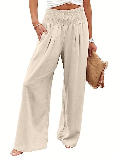 ANRABESS Women Linen Palazzo Pants
